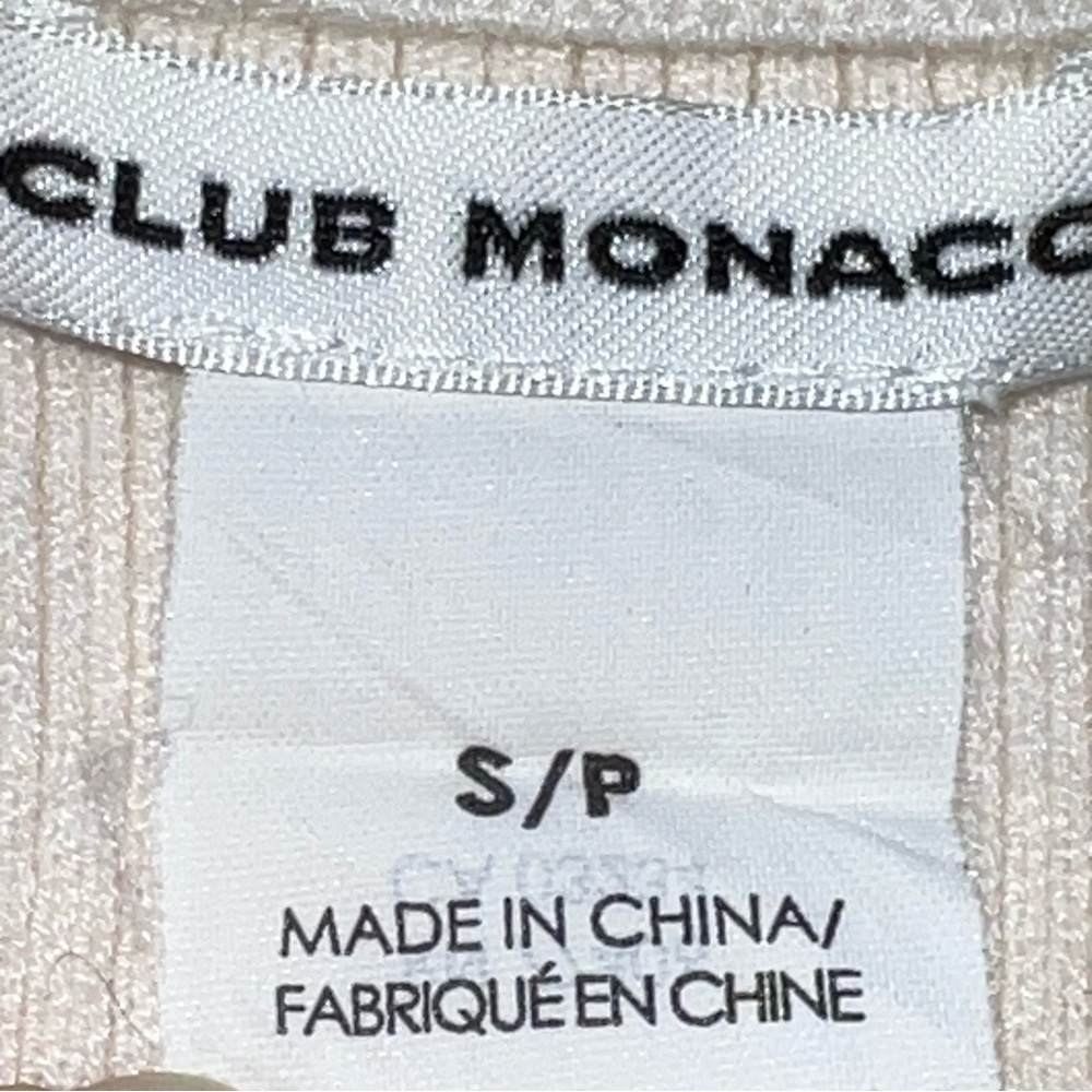 Club Monaco Cream Ribbed V-Neck Blouse - Picture 9 of 10